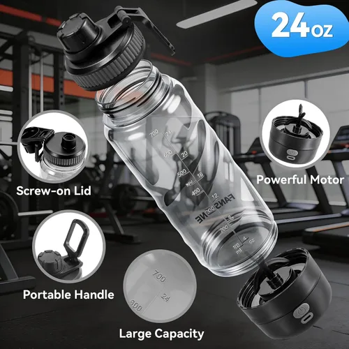 Vista 8 de FANS-ONE Botella mezcladora eléctrica de proteínas, mezcladora eléctrica recargable USB C de 24 onzas, tazas agitadoras para batidos de proteínas