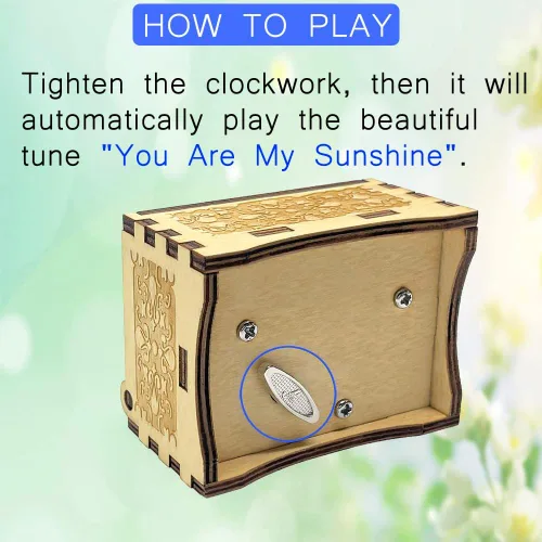 Vista 4 de Sooharic You are My Sunshine - Caja de música para hija, hijo, papá, mamá, única para niños, caja de música de madera con grabado vintage