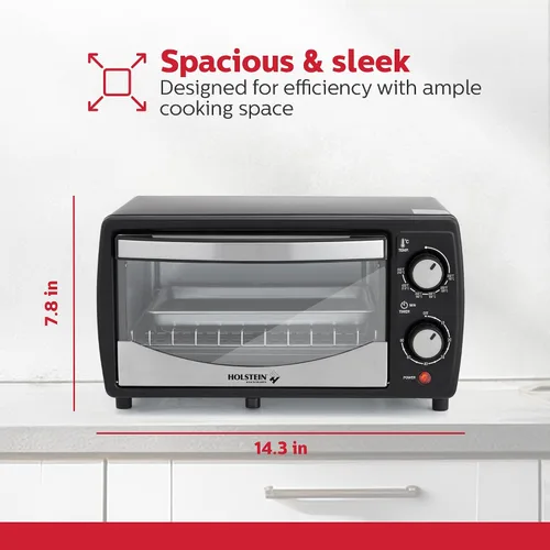 Vista 7 de Holstein Housewares Horno Tostador de Mostrador de 4 Rebanadas con Temporizador de 60 Minutos Incluye Bandeja y Rejilla de Alambre, Perfecto