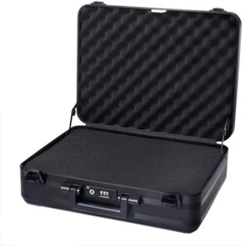 Vista 5 de Maletín de metal para hombre, caja de almacenamiento de aluminio con bloqueo, funda de medicina familiar, maleta de dinero, caja de exhibición