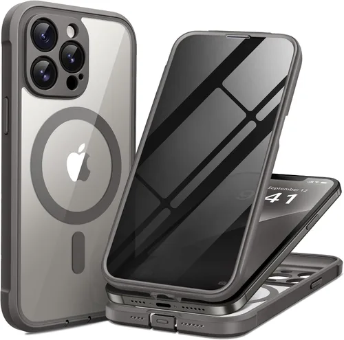 Vista 20 de BERFY Funda para iPhone 17 Pro Max, compatible con MagSafe, protector de pantalla de vidrio integrado, protección de cámara, funda de cuerpo