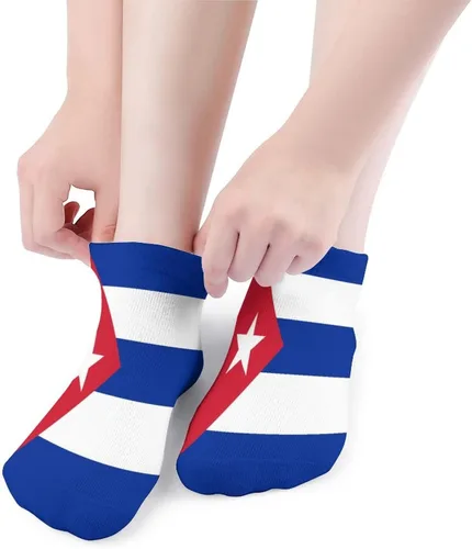 Vista 5 de Flag of Cuba - 5 pares de calcetines tobilleros antideslizantes de corte bajo, calcetines cortos atléticos casuales para mujeres y hombres