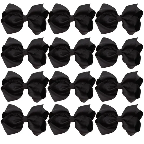 Vista 18 de Lazos para el cabello de 4 pulgadas para niñas y bebés, 12 unidades, color sólido (verde manzana)