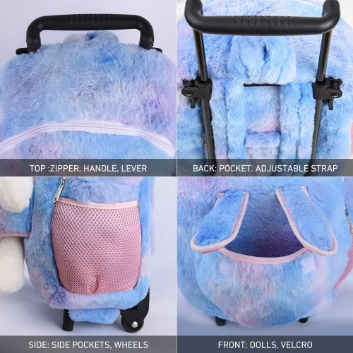 Vista 3 de Funday Mochila infantil con ruedas extraíbles para niñas y niños, Azul, Viajar