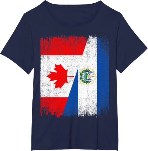Vista 16 de Camiseta Half Canada El Salvador Flag Canadian Salvadoran Pride Roots