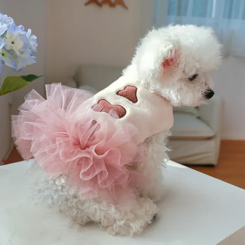 Vista 3 de Abrigo de invierno para perro, chaqueta acolchada para perro, camisas para perro, ropa impresa para mascotas, chalecos de falda de algodón en clima