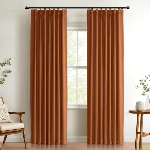 Vista 31 de 100% Blackout Shield Cortinas opacas con textura y aspecto de lino de 72 pulgadas de largo, juego de 2 paneles de cortinas opacas de lino sintético