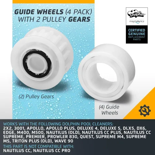 Vista 3 de Dolphin Pieza de repuesto genuina — Ruedas guía (4PK) con 2 engranajes de polea — 3884997-R6