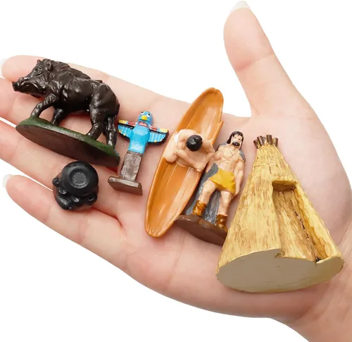 Vista 3 de Hiawbon Juego de 15 figuras indias americanas, figuras indias en miniatura con accesorios, figuras de resina, figuras de indios americanos