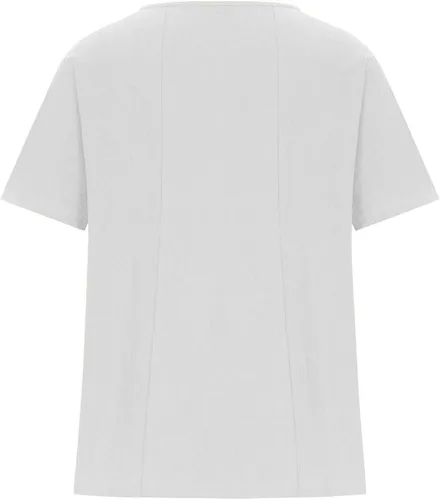 Vista 5 de Blusa estampada con flores para mujer, camiseta manga corta de algodón y lino, camisetas con cuello Redondo 2023