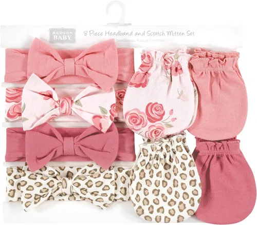 Vista 110 de Hudson Baby Conjunto de diadema de algodón y manoplas para rascar para bebé