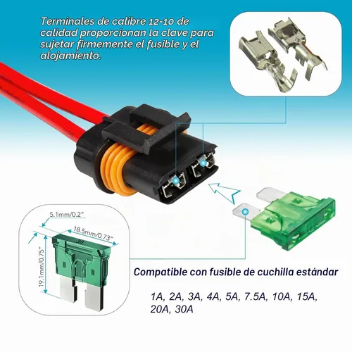 Vista 4 de Waterproof ATO/ATC Inline Blade Fuse Holder Kit -12AWG Heavy Duty Holder wiht 30A Protecting Circuits and Electrical Equipment