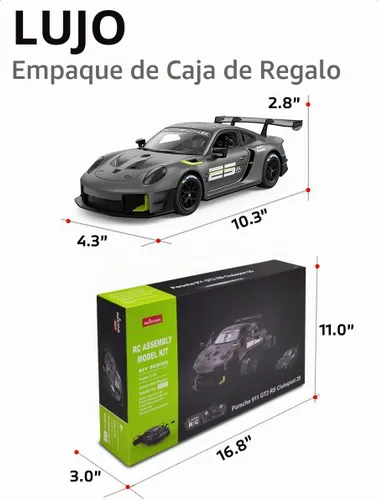 Vista 7 de RASTAR Construye tu propio kit de auto Porsche 911 GT2 RS Clubsport 25 RC Gris