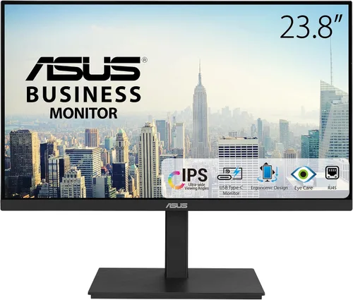 Vista 2 de ASUS Monitor de acoplamiento 1080P de 23.8 pulgadas (VA24ECPSN) - Full HD, IPS, 75Hz, sincronización adaptativa, altavoces, cuidado de los ojos, luz