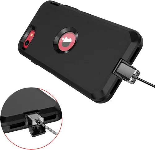 Vista 5 de I-HONVA - Carcasa protectora de 3 capas para iPhone SE 2020, protector de pantalla integrado, a prueba de golpes, polvo y caídas, resistente