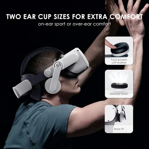 Vista 4 de BOBOVR Auriculares A2 Air VR compatibles con Quest2, diseño magnético de doble orejera