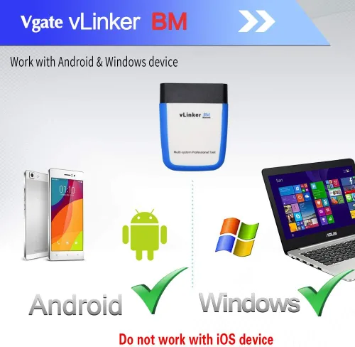 Vista 3 de Vgate vLinker BM OBD2 - Lector de código Bluetooth, herramienta de escaneo OBDII para Android y Windows, hecho para BimmerCode