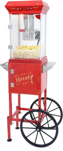 Vista 15 de Máquina de carrito de palomitas de maíz de 16 onzas sobre ruedas, máquina de palomitas de maíz de 850 W para 64 tazas de palomitas de maíz por lote