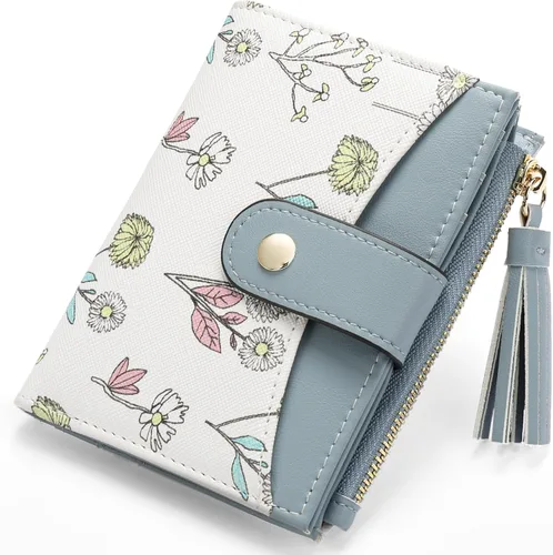 Vista 7 de yiijay Billetera pequeña para mujer, con bloqueo RFID, plegable, delgada, de cuero, para tarjetas de crédito, billetera pequeña con bolsillo
