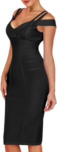 Vista 3 de whoinshop Vestido sexy de rayón con cuello en V para mujer, para discoteca