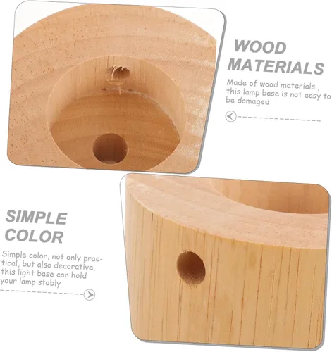 Vista 8 de DOITOOL Lámpara de mesa de madera Base Base Cilindro Diseño Moderno Lámpara Soporte Luz de noche para escritorio