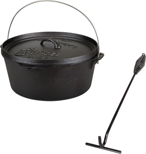 Vista 13 de Stansport - Horno holandés de hierro fundido presazonado de 1 cuarto con fondo plano (16016) Pre-seasoned cast iron with a flat bottom for stovetop