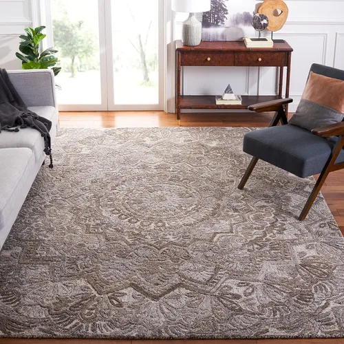 Vista 25 de SAFAVIEH Marquee Collection - Alfombra decorativa, 2 x 3 pies, beige y marfil, lana de medallón de mandala hecha a mano, ideal para zonas de alto