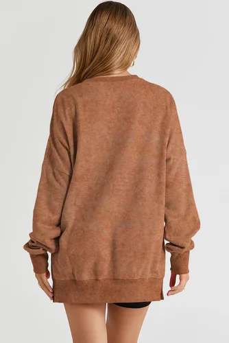 Vista 55 de SHEWIN Sudadera casual de manga larga con cuello redondo para mujer, ligera, holgada