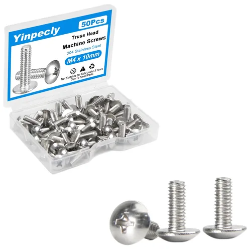 Vista 12 de 50 tornillos de máquina de cabeza de braguero M4 x 0.197 in, Phillips Drive
