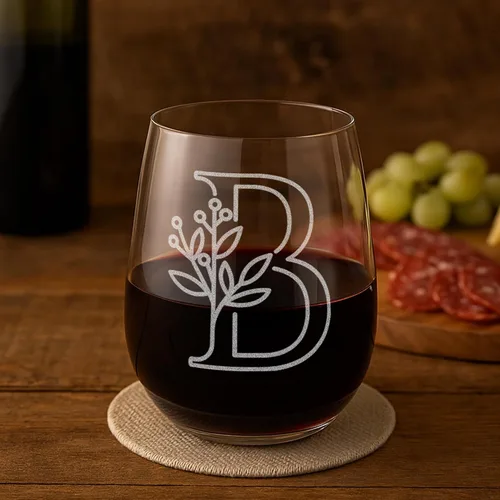 Vista 23 de On The Rox Drinks Regalos con monograma para mujeres y hombres – Letra A-Z inicial grabada monograma sin tallo, copa de vino – Regalos de vino