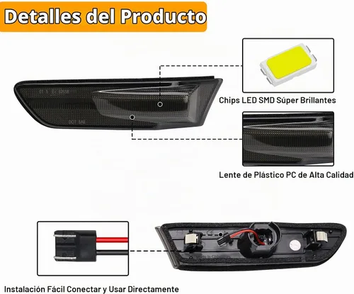 Vista 6 de Luces de posición laterales LED compatibles con G35 2D Coupé 2003-2007 / para Skyline V35 Coupe 2002-2007, lámparas de marcadores laterales de Luces