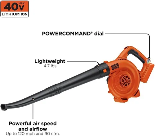 Vista 2 de Barredora de iones de litio Black and Decker de 40 V, Incluye batería de 40V, 24, Negro