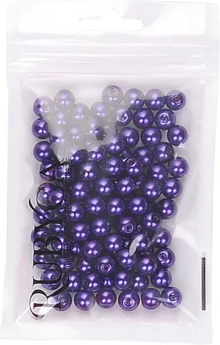 Vista 2 de RUBYCA 200 piezas de cuentas redondas de cristal checo satinado brillante pequeñas para hacer joyería 10mm Amatista Púrpura