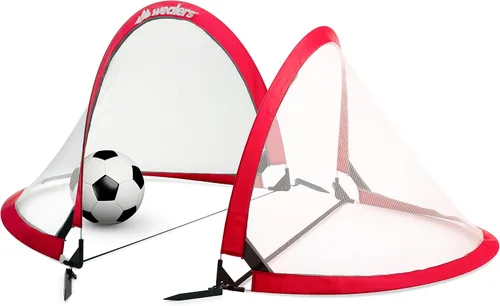 Vista 7 de Juego de 2 porterías de fútbol plegables con bolsa de viaje, redes de portería de fútbol ultra portátiles de 4 pies para la playa, parque infantil