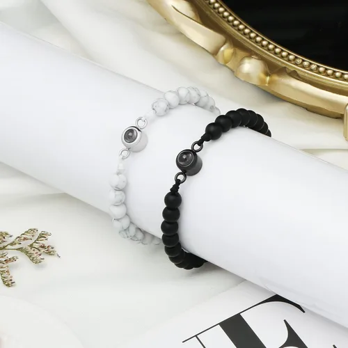 Vista 6 de Pulsera con texto en inglés "I Love You" para parejas, regalos para mi hombre, novio, novia, marido, esposa, mi amor, prometida, para el día de San