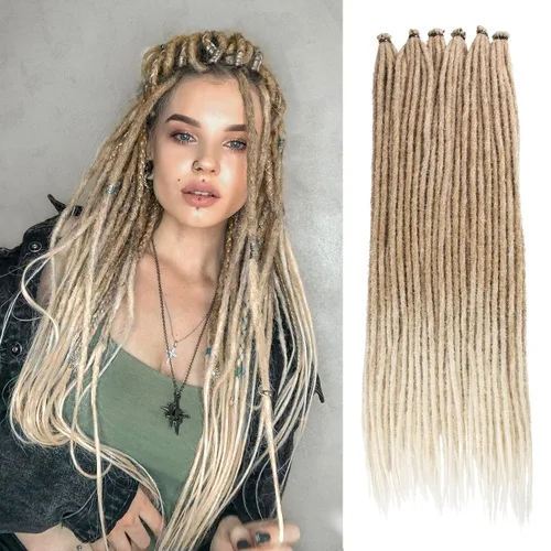 Vista 11 de Leeven Extensiones de Rastas Sintéticas de Doble Punta de 24 Pulgadas 30 Hebras Rastas Boho 613 Rubio 3 Estilos Mixtas Onduladas Rizadas DE Rastas
