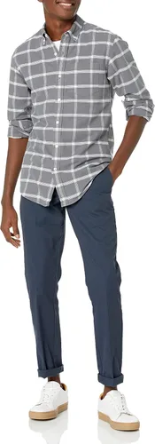 Vista 6 de Camisa Tienda Essentials de tela oxford, de manga larga, ajuste regular, con bolsillo, para hombre