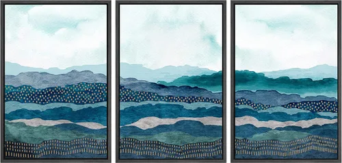 Vista 57 de SIGNWIN Lienzo enmarcado para pared, vista aérea de palmeras tropicales en un cielo azul, fotografía del océano costero, arte moderno, panorámico