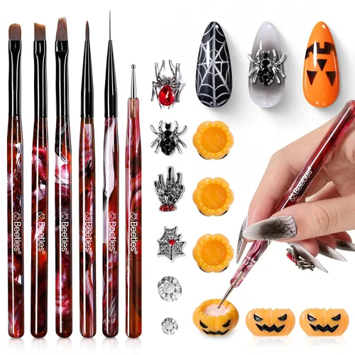 Vista 15 de Beetles Gel Polish Pinceles para arte de uñas, 6 bolígrafos de diseño de A-Multicolor-6
