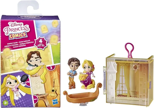 Vista 5 de Disney Princess Perfect Pairs Rapunzel, divertido juguete enredado con 2 muñecas, vitrina y soporte para barco, para niños de 3 años en adelante