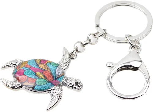 Vista 2 de Esmalte Metal Tortuga Llaveros Para Mujeres Niñas Regalos Coche Bolso Tortuga Colgante Charms