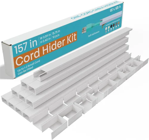 Vista 18 de Cubiertas de Cable Beige Ocultadores de Cables - Ocultador de Cables de 157 pulgadas para TV Montada en Pared, Cubierta de Cable de Pared Ocultador