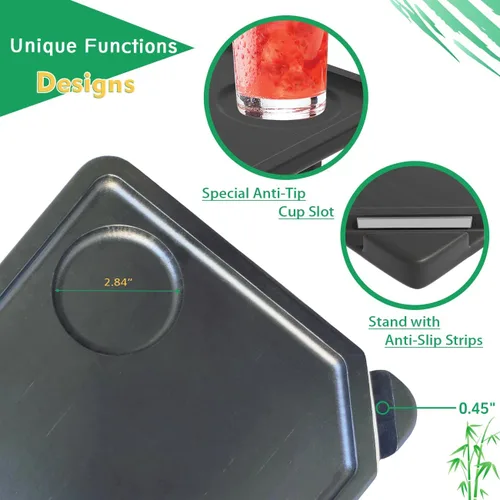 Vista 6 de Smatdecis Bandeja de brazo para sofá, mesa de clip para brazos, mesa de bandeja para reposabrazos adecuada para bebidas caseras, comida rápida, Negro