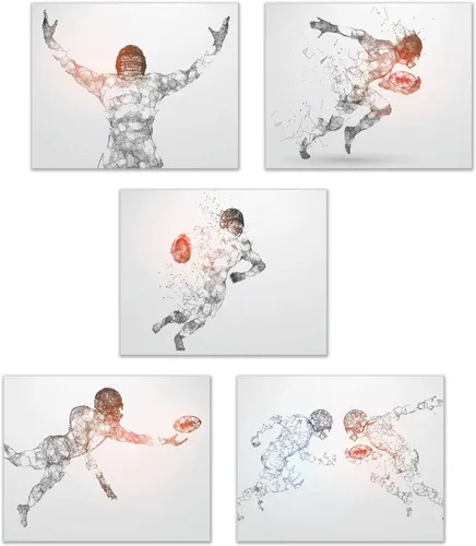 Vista 14 de Impresiones artísticas de fútbol americano para pared, juego de 5 (8x10) carteles de fútbol americano sin marco, decoración de sala de fútbol Niños
