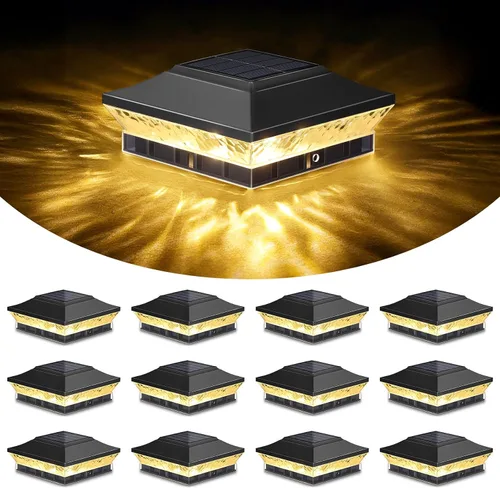Vista 8 de Brightever Luces solares para postes de 3.5 x 3.5 pulgadas, 4 x 4 pulgadas, paquete de 6 luces solares para postes de madera/vinilo, 2 modos Blanco