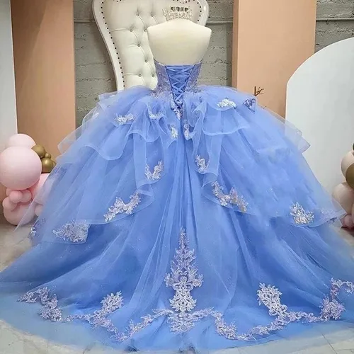 Vista 2 de Vestidos de quinceañera vestido de baile vestido de baile de tul novia princesa vestido de quinceañera vestido de encaje apliques vestidos de baile