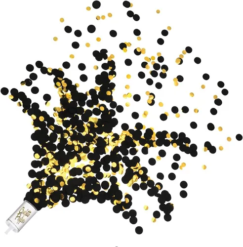 Vista 3 de Beistle Push Up - Paquete de 16 juguetes de confeti negros y dorados y tubos de celebración de confeti metálico para fiestas, eventos, Año Nuevo