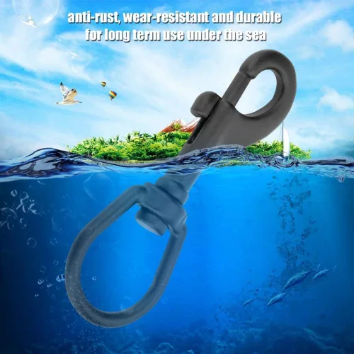 Vista 2 de Tbest Perno de doble extremo de acero inoxidable Gancho de presión de ojo giratorio Kit de gancho de perno de buceo (3.937 in negro)
