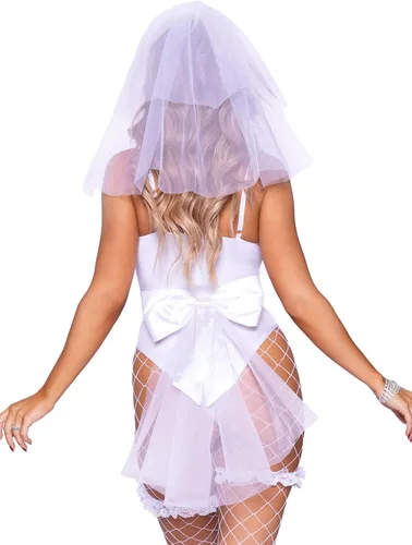 Vista 2 de Leg Avenue Women's 3 Pc Bridal Babe Costume with Bodysuit, Bustle, Veil