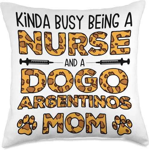 Vista 4 de Dogo Argentinos Gift for Women & Mom Busy Being Nurse Dog Mother-Dogo Argentinos Mom - Almohada de 16 x 16 pulgadas, multicolor